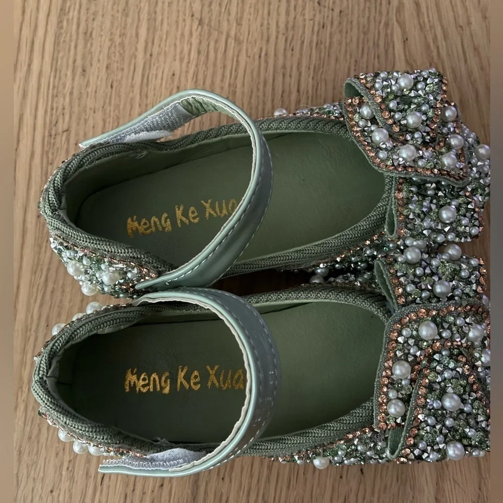 Meng Ke Xuan Elegant Kids' Sparkling Pearl Rhinestone Shiny Kids Princess Shoes
